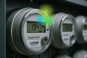 Bild eines herkömmlichen Smart Meters, der keine Echtzeitdaten darstellt.