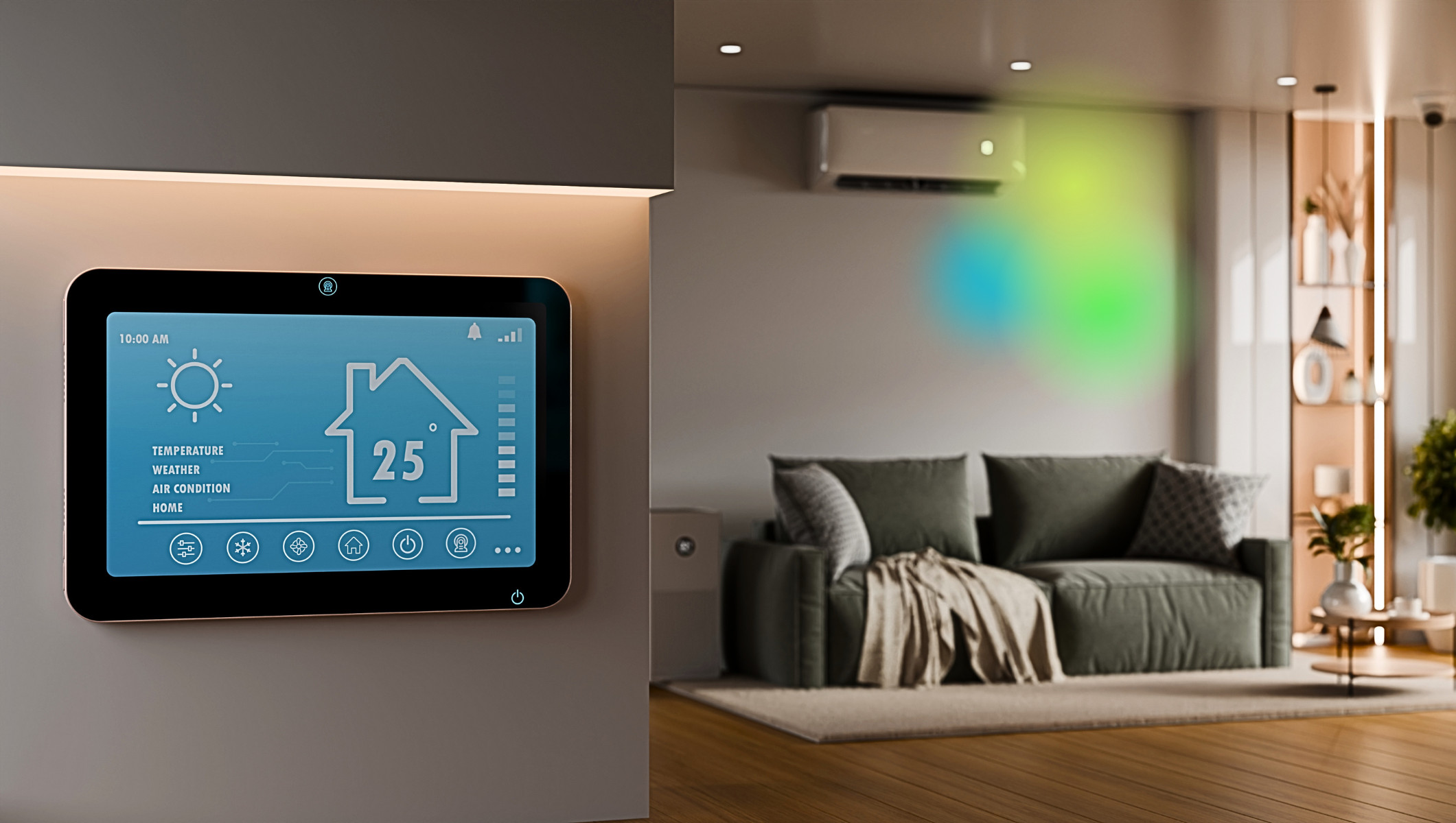 Sommer Hitzewelle lässt sorgt dafür, dass die Klimaanlage in der Wohnung auf Hochtouren läuft.